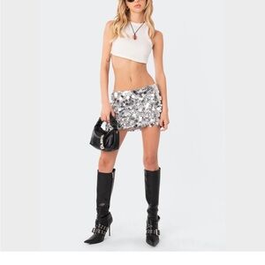 Edikted Shimmering Silver Mini Skirt